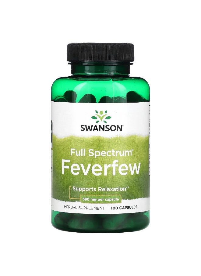 SWANSON Swanson, Full Spectrum Feverfew, 380 mg, 100 Capsules  - Image 1