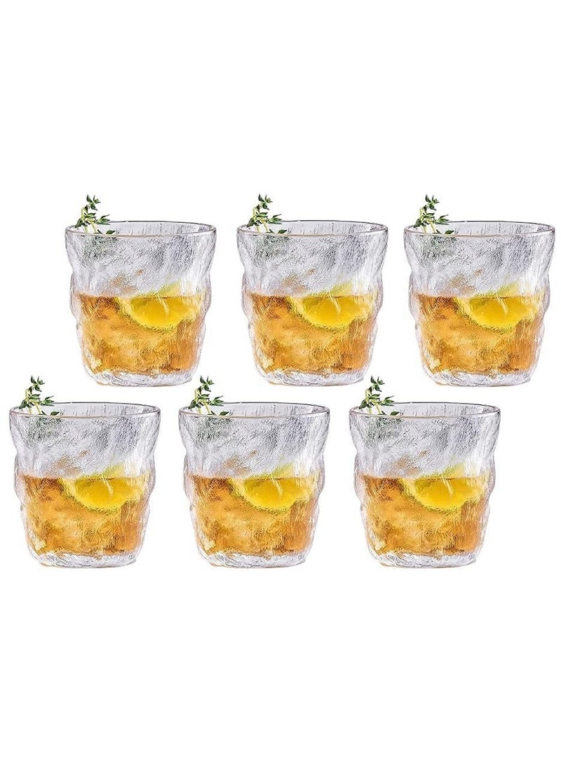 Japan Studio 6 Piece Japanese Hammer Crafted Glacier Textured Glass Set - Lead-Free, Durable, High-Quality - 260ML - Image 1