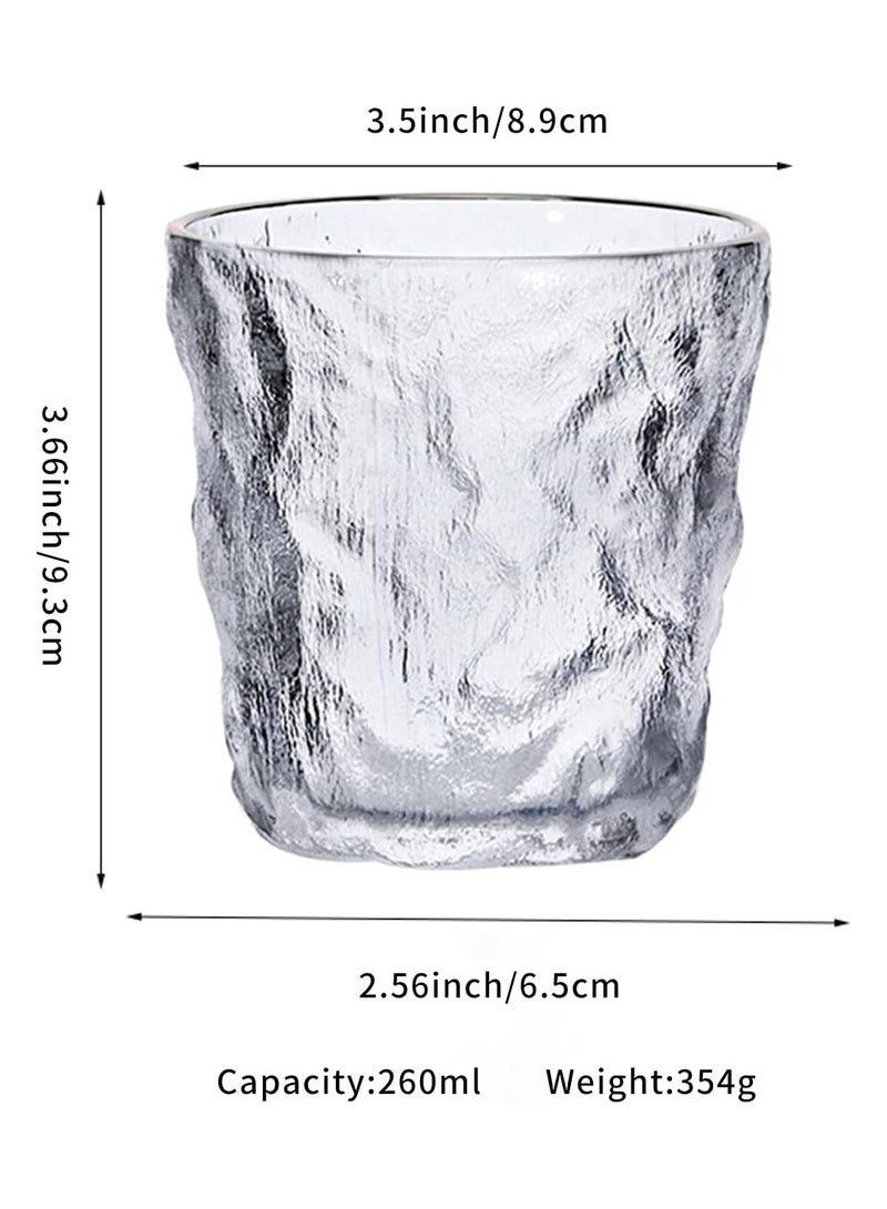 Japan Studio 6 Piece Japanese Hammer Crafted Glacier Textured Glass Set - Lead-Free, Durable, High-Quality - 260ML - Image 5