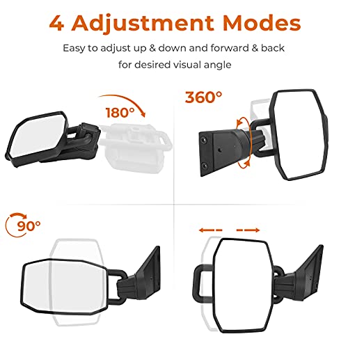QMPARTS Mirrors Doors Off Compatible with Wrangler, QMPARTS No Vibrate & Wobble Side View Mirrors, Easy-Install Doorless Side Quick Release Mirror for Safe Doors Off Driving for Wrangler JK JKU 2007-2018 - Image 2