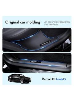 SYOSI for Tesla Model Y Door Sill Protector, Door Sill Protector for Tesla Model Y 2021-2024 5 Seater Model Y Accessories, Carbon Fiber Front and Rear Door Sill Scuff Plate Edge Guard, Not fit 7 Seater  - Image 2