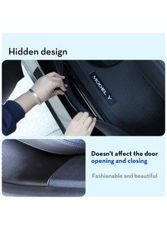 SYOSI for Tesla Model Y Door Sill Protector, Door Sill Protector for Tesla Model Y 2021-2024 5 Seater Model Y Accessories, Carbon Fiber Front and Rear Door Sill Scuff Plate Edge Guard, Not fit 7 Seater  - Image 3