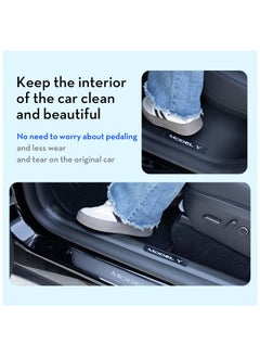 SYOSI for Tesla Model Y Door Sill Protector, Door Sill Protector for Tesla Model Y 2021-2024 5 Seater Model Y Accessories, Carbon Fiber Front and Rear Door Sill Scuff Plate Edge Guard, Not fit 7 Seater  - Image 5