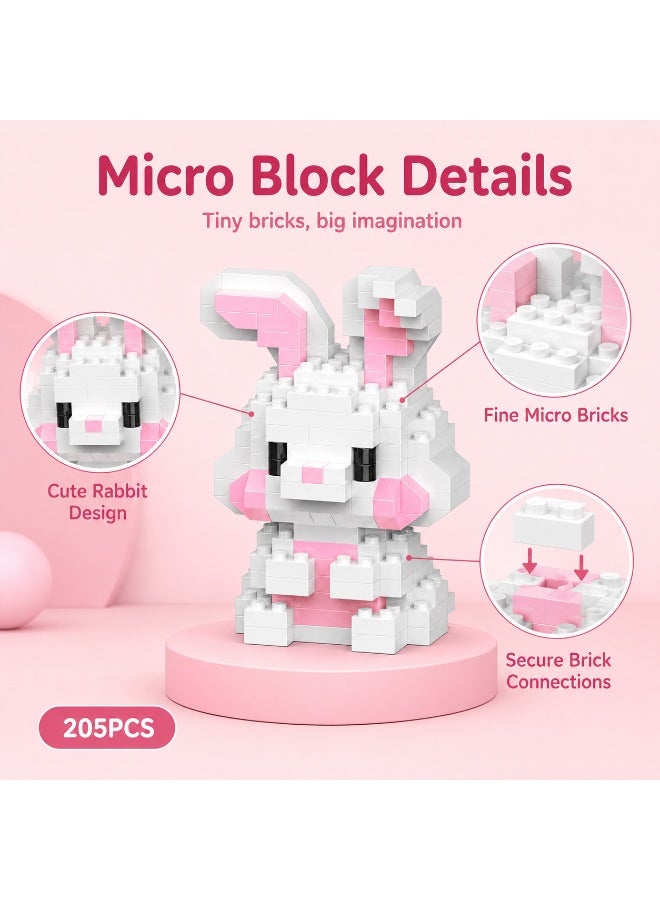 1 Set 205 Pcs Rabbit Shaped Micro Building Blocks, DIY Educational Assembly Toy, For Cultivating Practical Thinking Ability Of Children Aged 6 And Above - Image 4