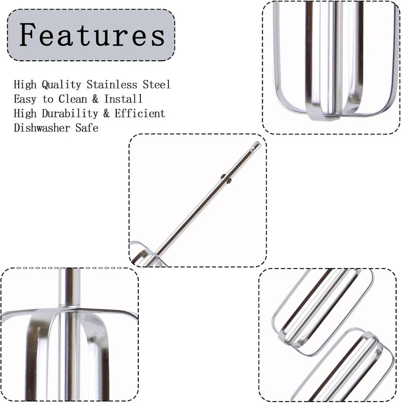 Abvsdu 2 Pcs Hand Mixer Attachments Beaters, Hand Mixer Beaters Attachments for Kitchen Stainless Steel Replacement Parts for Hamilton Beach 62682RZ 62692 62695V 64699 Mixer - Image 3