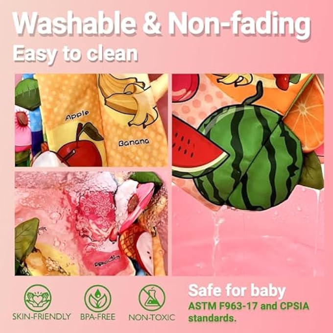 SOFT CRINKLE FOR BABIES, WASHABLE CLOTH ACTIVITY WITH CRINKLY PAGES, GREAT FOR STROLLER TOYS AND INFANT VISUAL DEVELOPMENT - Image 5