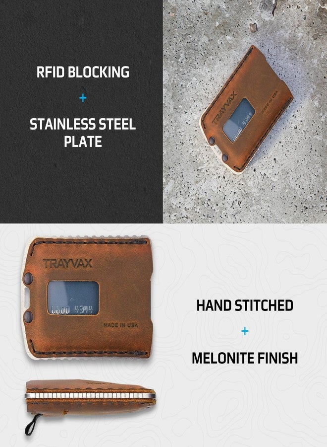 Trayvax Ascent Wallet, RFID Front Pocket Money and Credit Card Holder, Minimalist Slim Leather Metal Wallet for Men and Women, Raw Tobacco Brown - Image 4