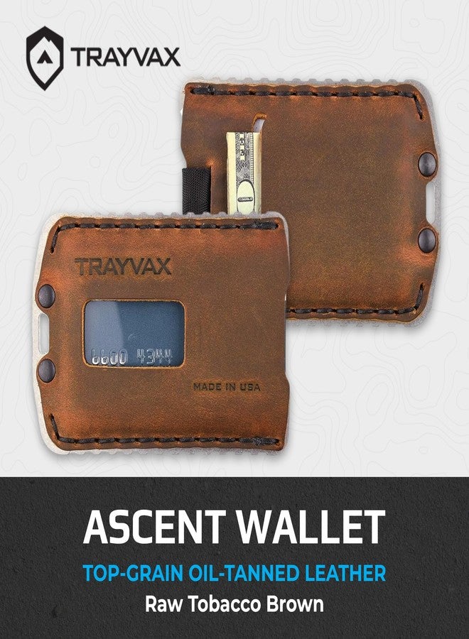 Trayvax Ascent Wallet, RFID Front Pocket Money and Credit Card Holder, Minimalist Slim Leather Metal Wallet for Men and Women, Raw Tobacco Brown - Image 2