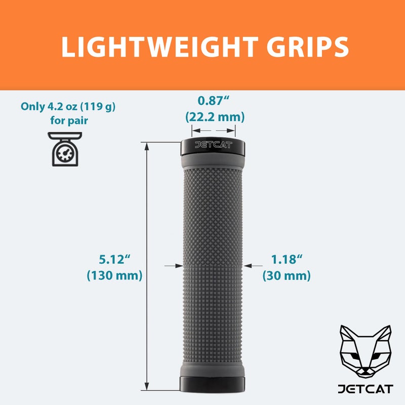 JETCAT Bike Grips, Bike Handlebar Grips, Mountain Bike Grips Handlebar, MTB Grips, Bicycle Grips BMX Grips, Bicycle Handlebar Grips Handles for Adults. Ebike, MTB, Scooter, Lock on, Gray/Black - Image 5