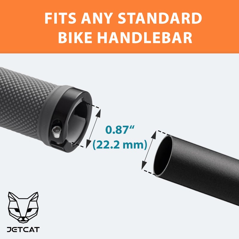 JETCAT Bike Grips, Bike Handlebar Grips, Mountain Bike Grips Handlebar, MTB Grips, Bicycle Grips BMX Grips, Bicycle Handlebar Grips Handles for Adults. Ebike, MTB, Scooter, Lock on, Gray/Black - Image 2
