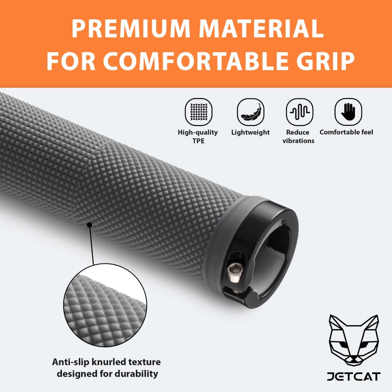 JETCAT Bike Grips, Bike Handlebar Grips, Mountain Bike Grips Handlebar, MTB Grips, Bicycle Grips BMX Grips, Bicycle Handlebar Grips Handles for Adults. Ebike, MTB, Scooter, Lock on, Gray/Black - Image 4