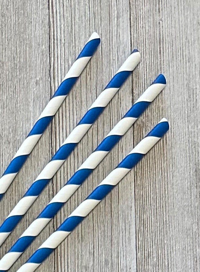 Outside the Box Papers Striped Paper Straws - Navy Blue White - 7.75 Inches - Pack of 50- Outside the Box Papers Brand - Image 5
