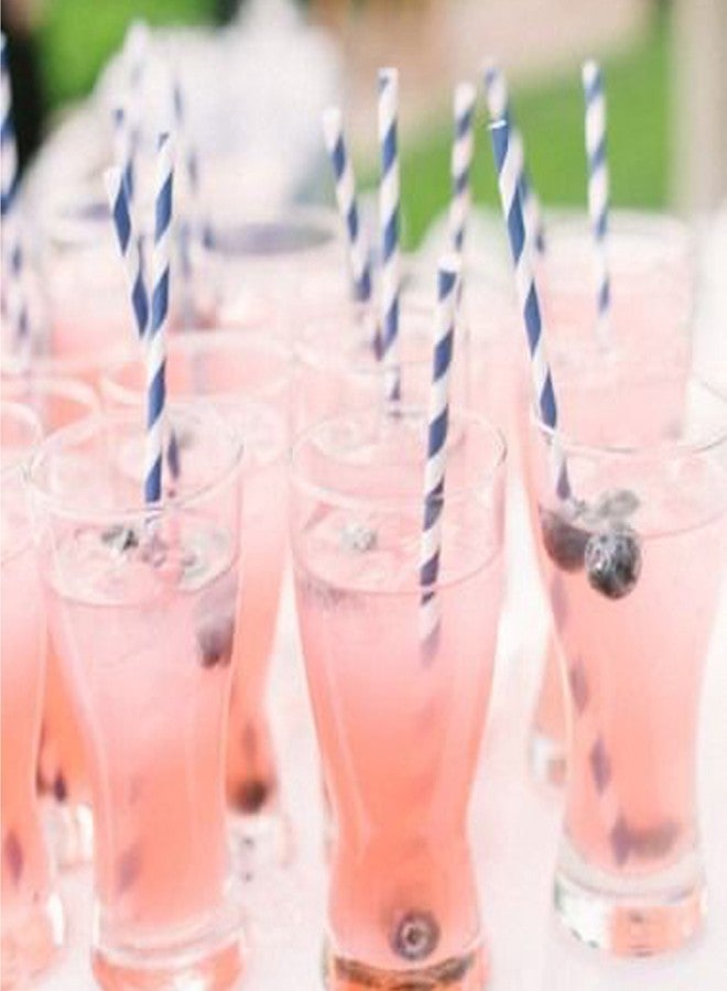 Outside the Box Papers Striped Paper Straws - Navy Blue White - 7.75 Inches - Pack of 50- Outside the Box Papers Brand - Image 2