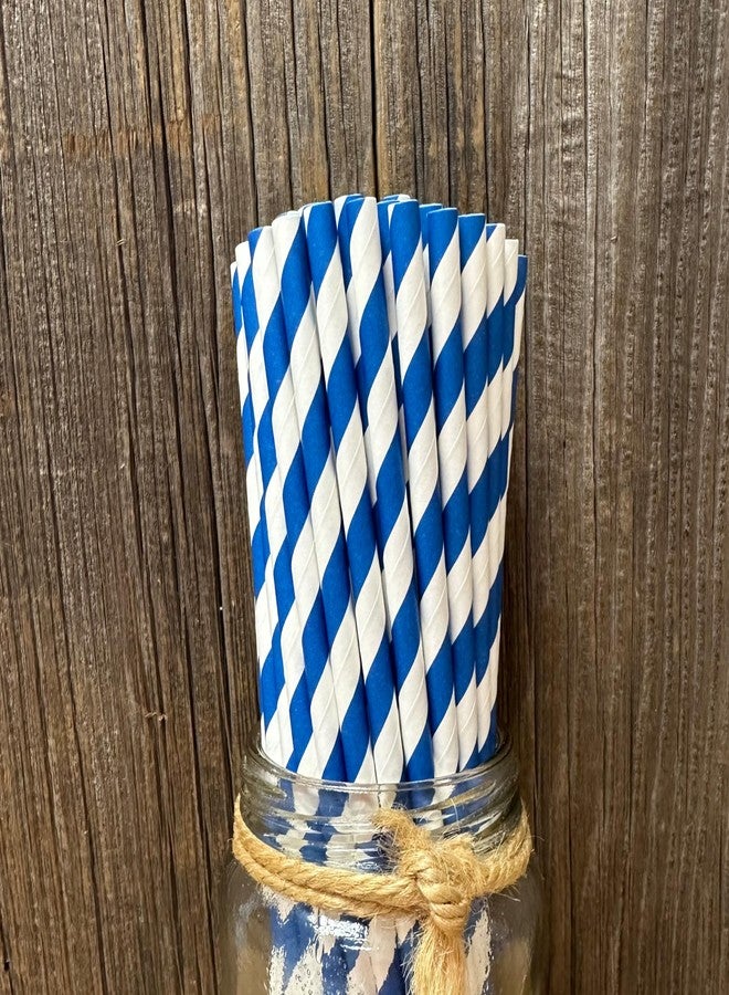 Outside the Box Papers Striped Paper Straws - Navy Blue White - 7.75 Inches - Pack of 50- Outside the Box Papers Brand - Image 4