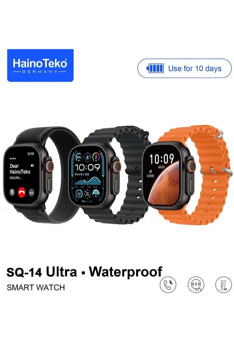 Haino Teko Haino Teko SQ-14 Ultra Smartwatch – Large AMOLED Display, Waterproof, 10-Day Battery Life, 3 Interchangeable Straps – Unisex Design (Black) - Image 1
