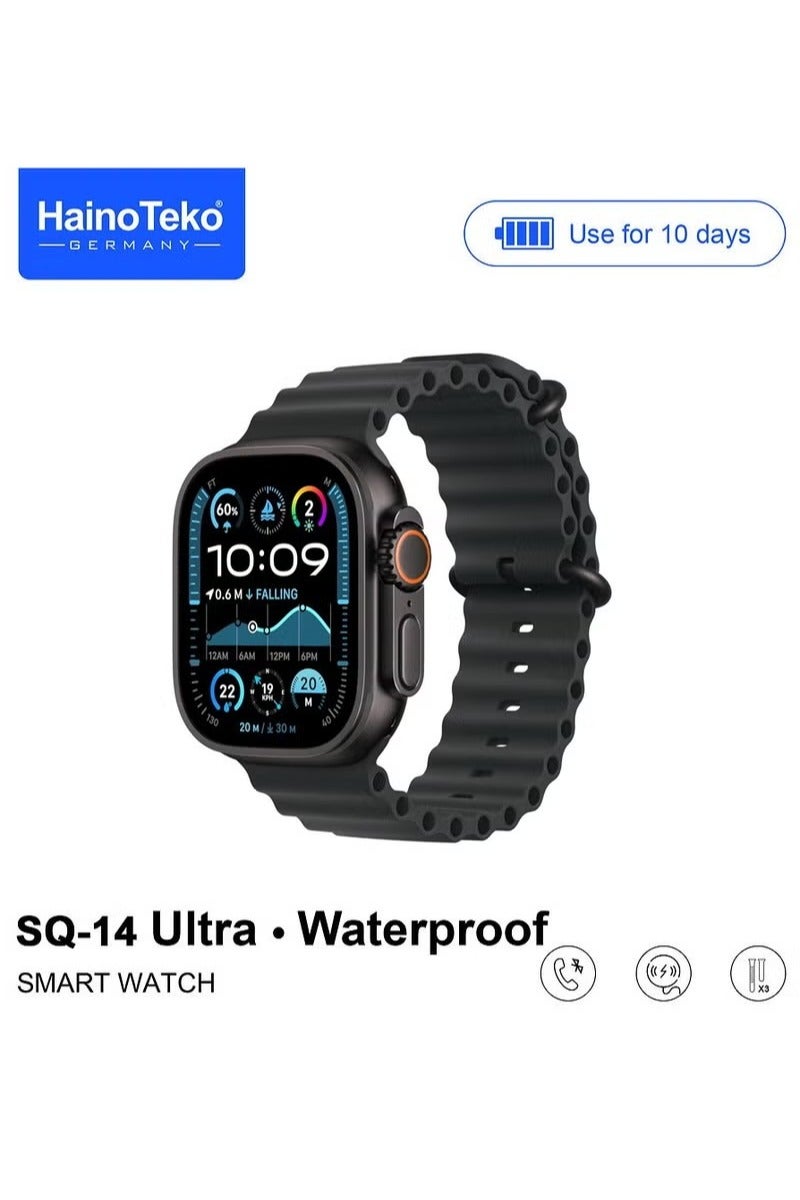 Haino Teko Haino Teko SQ-14 Ultra Smartwatch – Large AMOLED Display, Waterproof, 10-Day Battery Life, 3 Interchangeable Straps – Unisex Design (Black) - Image 3