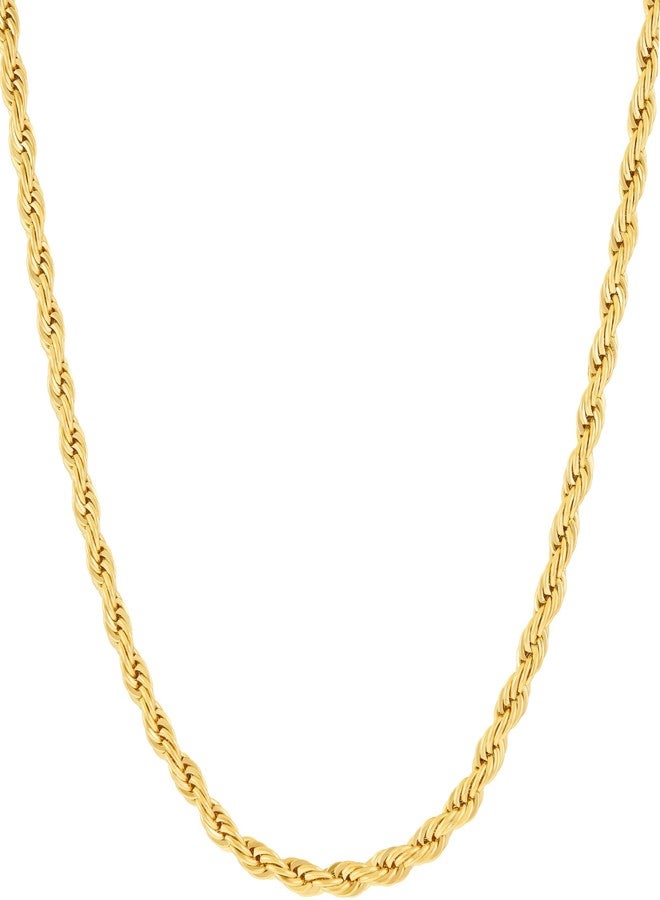 LIFETIME JEWELRY 3mm Gold Rope Chain for Men & Women 24k Real Gold Plated Diamond Cut Gold Chain Necklace Women & Necklace for Men 14 to 36 Inch (14 inches, Gold) - Image 1