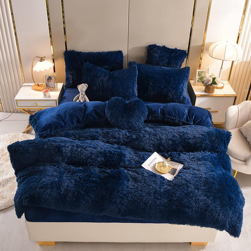 Plush Plush Thickened Warm Mink Velvet Four-Piece Set Crystal Velvet Three-Piece Set For All Seasons - Image 1