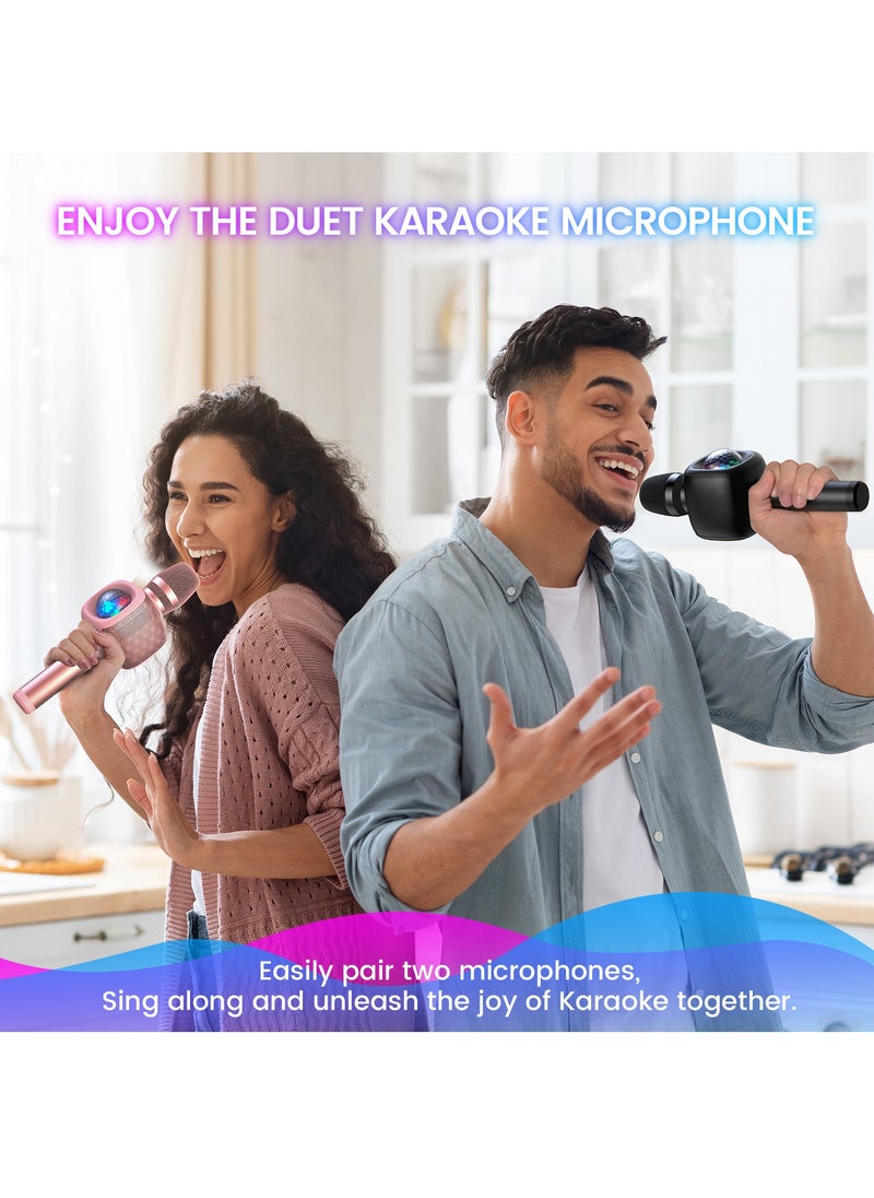 bopmen - Wireless Bluetooth Karaoke Microphone & Speaker with Disco Ball Light,4 Voice-Changing Modes Handheld Mic Speaker for Party Adults and Kids - Pink - Image 1