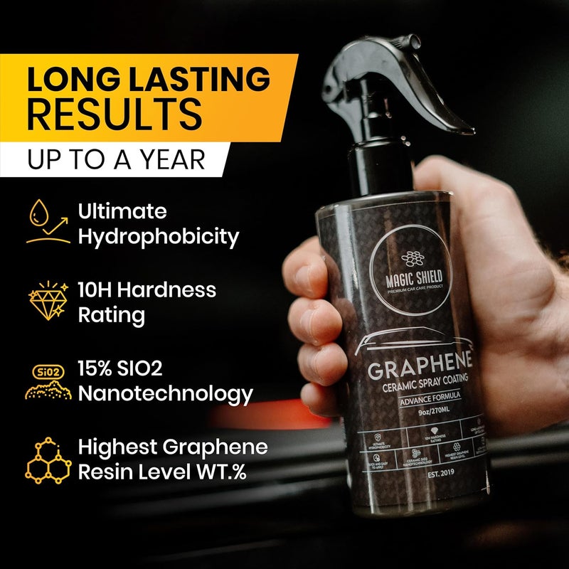 Varied global sizing picks Magic Shield Graphene Ceramic Spray Coating - Quick & Easy Application for Cars, Motorcycles, Boats & More - Professional-Grade Sealant for Maximum Gloss & Shine - Waterless Wash & Wax - Long Lasting Gulf mainstream practical design - Image 2