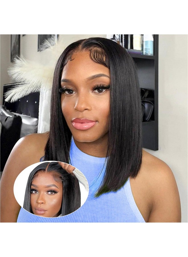 Ailwelia Wear and Go Glueless Wig Bob Wig Human Hair 200% Density 5x5 HD Lace Closure Wigs Human Hair Wigs For Black Women Human Hair Glueless Wigs 5x5 Closure Wigs Human Hair Pre Plucked Bob 14 Inch - Image 1