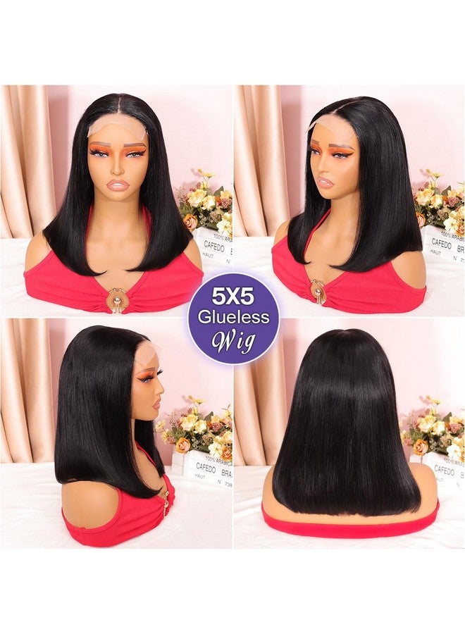 Ailwelia Wear and Go Glueless Wig Bob Wig Human Hair 200% Density 5x5 HD Lace Closure Wigs Human Hair Wigs For Black Women Human Hair Glueless Wigs 5x5 Closure Wigs Human Hair Pre Plucked Bob 14 Inch - Image 4