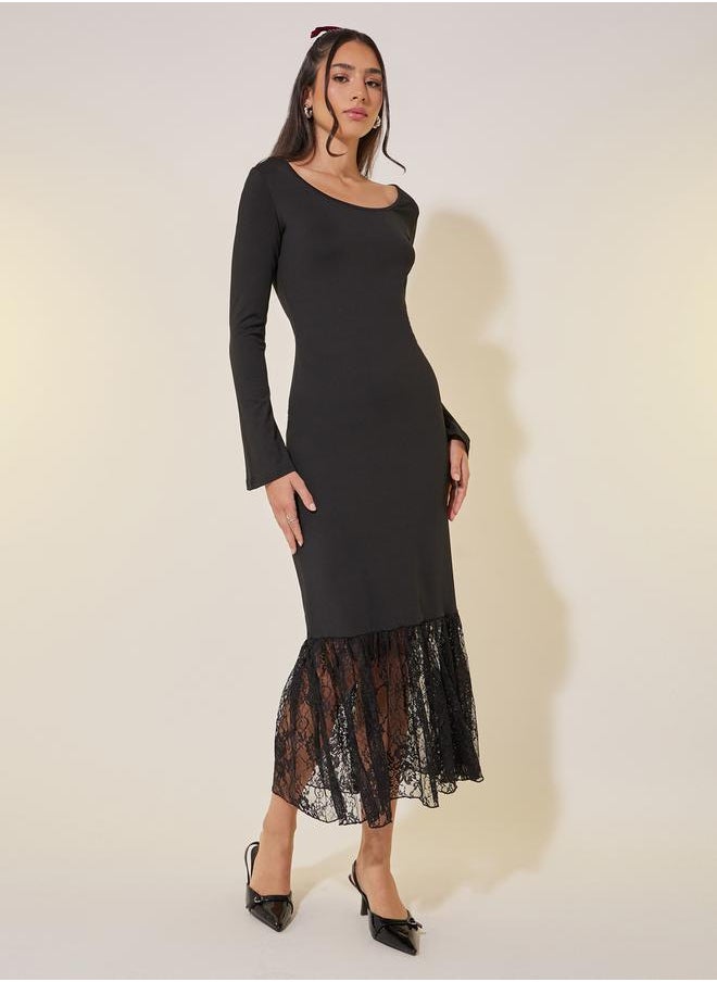 Take Two Lace Hem Midi Dress  - Image 2