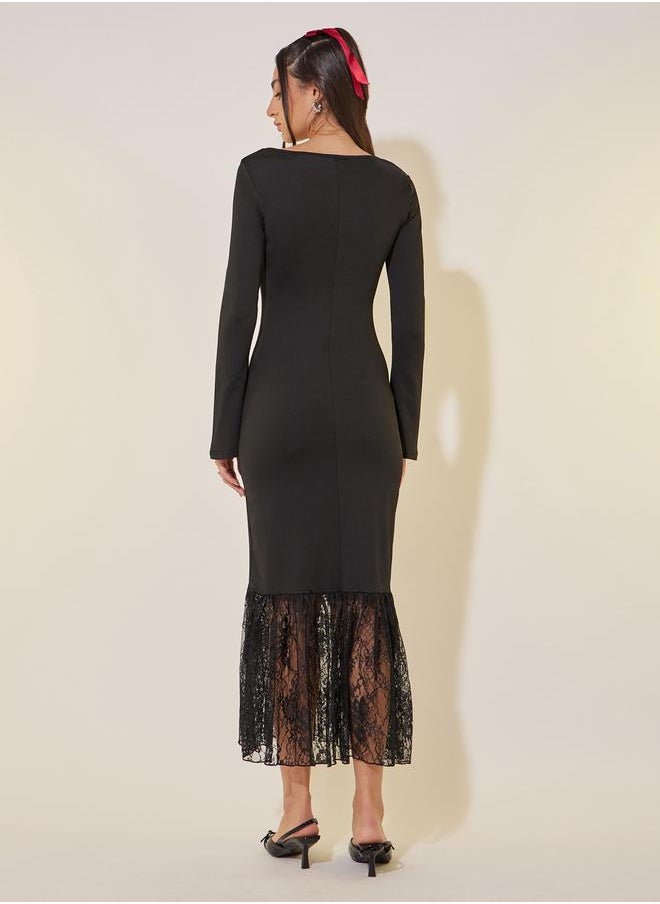 Take Two Lace Hem Midi Dress  - Image 5
