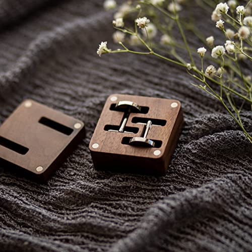 MUUJEE Cufflinks with Engraved Wood Gift Box - Groomsmen Present From the Groom, Wedding Attendants Bridal Party Attire Accessory, Ideal for Marriage Ceremony, Standard Size Cuff Link Set - Image 5