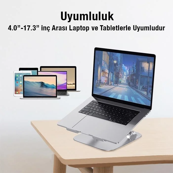 بولهاموبيل Polham Heat Output Angle and Height Adjustable Desktop Tablet, Notebook Stand, Stand Between 4-17.3 Inches