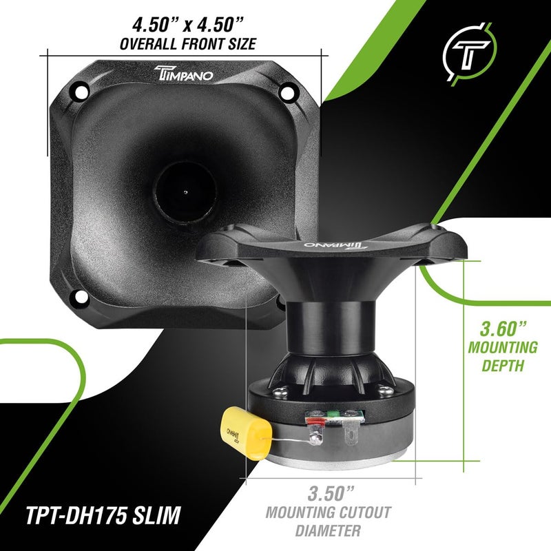 Timpano 2X TPT-DH175 Slim Driver Horn, 1 Inch Phenolic Driver + Plastic Slim Horn 500 Watts Max - Ideal for Compact Systems - Smooth Extended Frequency Response (Bundle 2 Horn Drivers) - Image 3