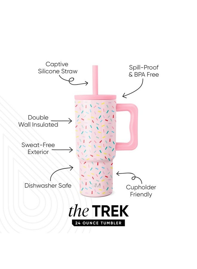 Simple Modern Kids 24 oz Tumbler with Handle and Silicone Straw Lid | Spill Proof and Leak Resistant | Reusable Stainless Steel Bottle | Gift for Kids Boys Girls | Trek Collection | Confetti - Image 2
