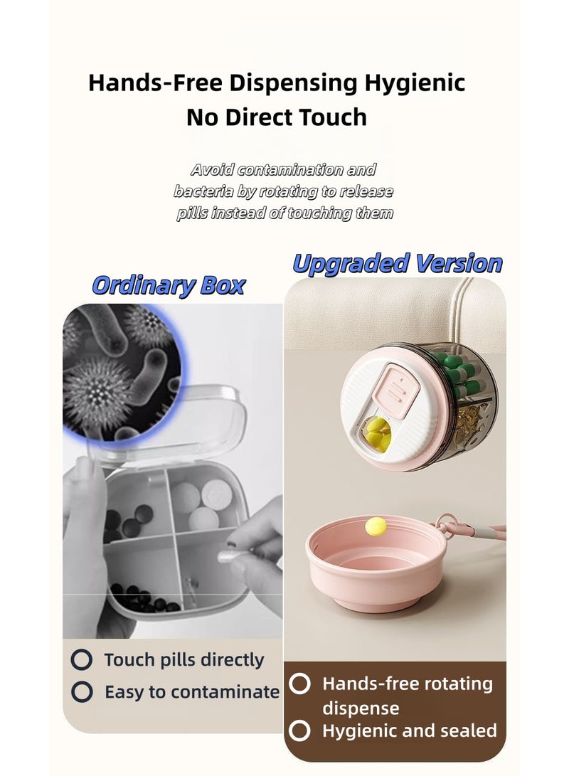Rotating Pill Organizer Box with White Lid – Transparent BPA-Free Round Medicine Box & Travel Pill Case, Smart Dispensing Pill Dispenser for Vitamins, Supplements and Medications (UAE) - Image 2