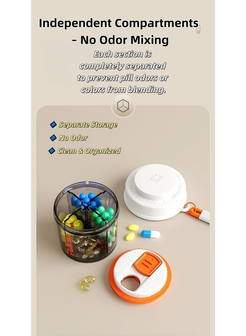 Rotating Pill Organizer Box with White Lid – Transparent BPA-Free Round Medicine Box & Travel Pill Case, Smart Dispensing Pill Dispenser for Vitamins, Supplements and Medications (UAE) - Image 4