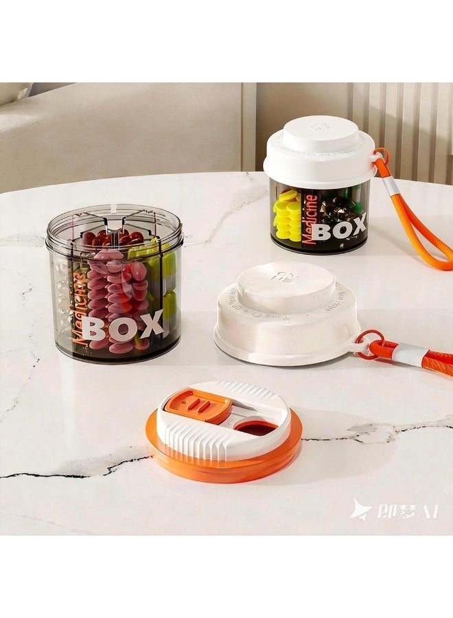 علبة حبوب محمولة، تنظيم حبوب السفر، 4 مقصورات كبيرة، مناسبة للاستخدام اليومي أو حامل طب السفر الأسبوعى للحبوب، الفيتامينات وزيت السمك - Image 1