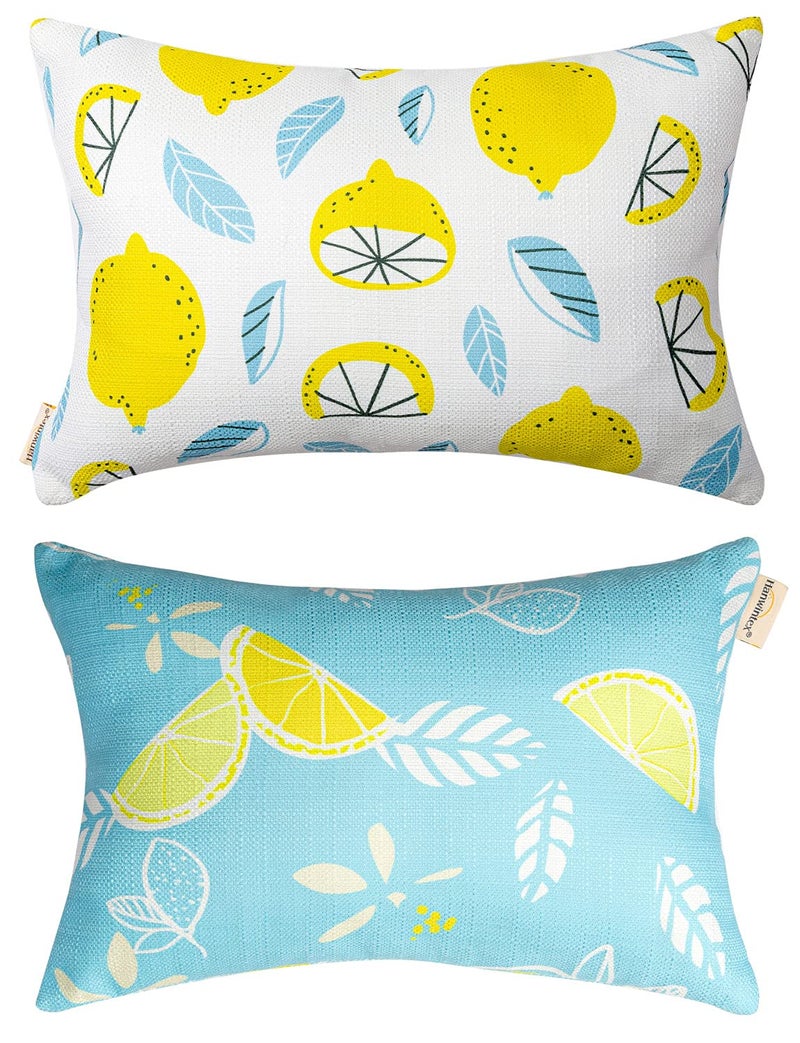 vmgreen Outdoor Patio Chaise Lounge Small Headrest Waterproof Pillows with Insert  Adjustable Elastic StripeGarden Furniture Sofa Office Chair Seat Yellow 2 Pack