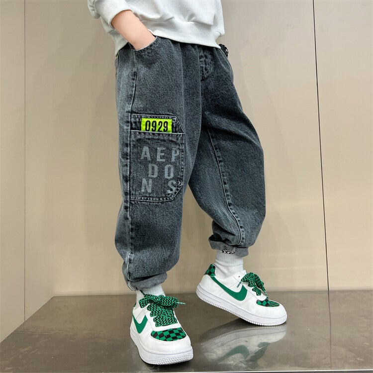 Boys' Pants Spring And Autum Kidsren'S Jeans Boys Autum Style Medium And Large Kidsren'S Comfortable Pants Trendy - Image 1