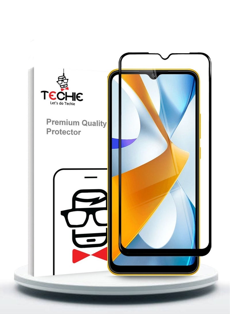 Techie Anti Reflection Anti Bubbles 9H Hardness 5D Tempered Glass Screen Protector For Xiaomi Poco C40 - Image 1