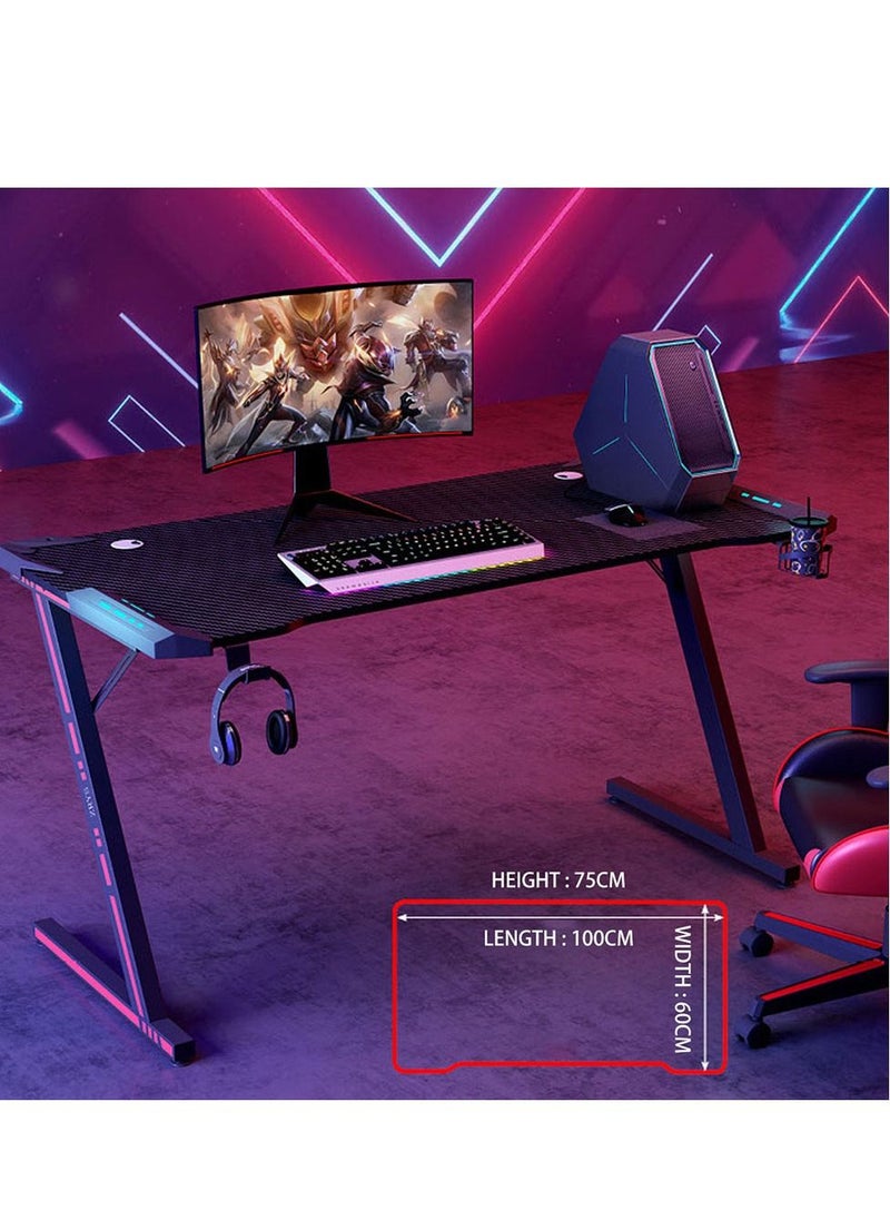 Arabest - Gaming Desk,100cm PC Computer Desk, Home Office Desk Table Gamer Workstation, Simple Game Table, Black - Image 1
