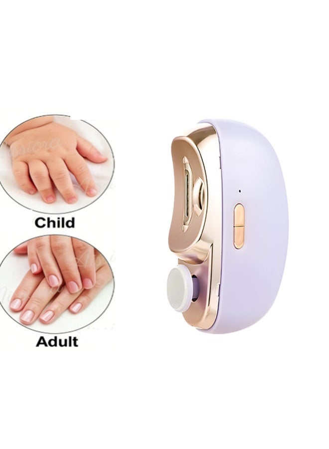 فيدوس مقص أظافر كهربائي، مقص أظافر كهربائي أوتوماتيكي للتلميع 2 في 1، أداة تشذيب أظافر متعددة الوظائف، مناسب لكبار السن والأطفال والبالغين (بنفسجي). - Image 1