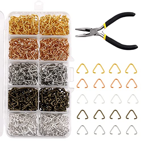 Mardatt 1001 Pcs 5 Color Metal Triangle Open Jump Rings Assortment Set with Jewelry Pliers Split Pinch Bead Connector Findings for Jewelry Making Earring Charm Pendant Bracelet - Image 1