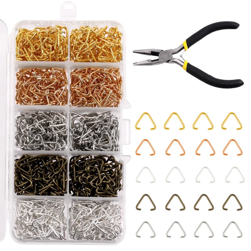 Mardatt 1001 Pcs 5 Color Metal Triangle Open Jump Rings Assortment Set with Jewelry Pliers Split Pinch Bead Connector Findings for Jewelry Making Earring Charm Pendant Bracelet - Image 2