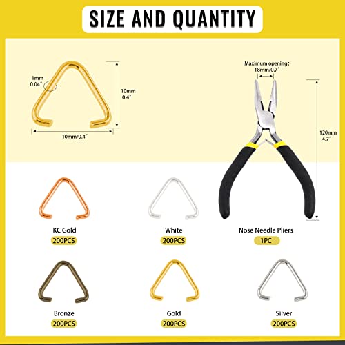 Mardatt 1001 Pcs 5 Color Metal Triangle Open Jump Rings Assortment Set with Jewelry Pliers Split Pinch Bead Connector Findings for Jewelry Making Earring Charm Pendant Bracelet - Image 3