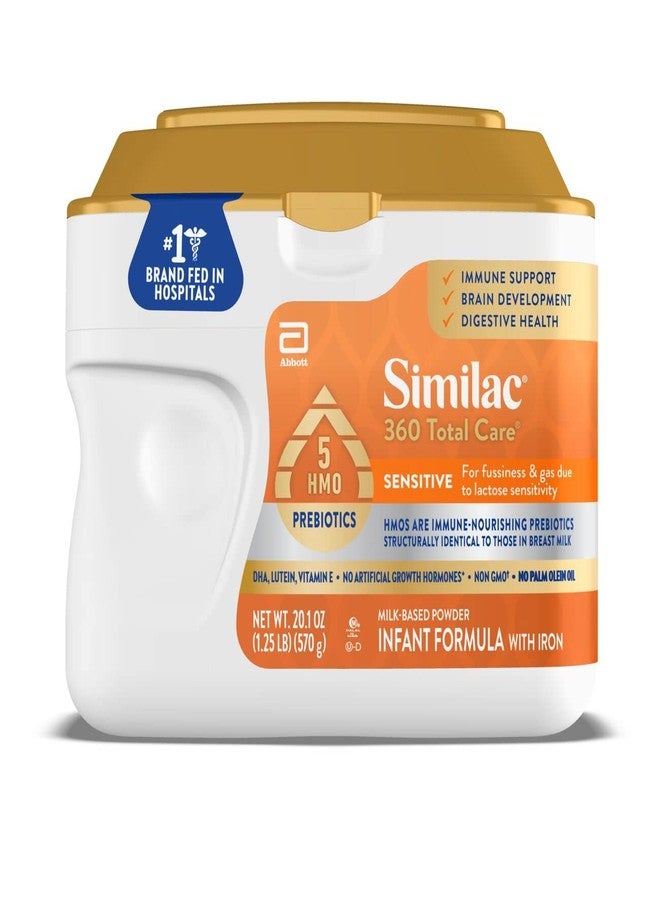 Similac حليب الأطفال سيميللاك 360 رعاية شاملة حساسة للأطفال للقلق والغازات بسبب حساسية اللاكتوز، يحتوي على 5 بروبيوتيك HMO، مسحوق حليب الأطفال، 20.1 أونصة - Image 1