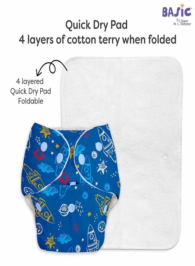 SuperBottoms BASIC Pack of 4 (2 Shell + 2 Insert) Freesize Adjustable and Reusable Cloth Diaper for babies 0-3 Years | Cloth Diaper with Wet-Free Insert with Snaps | Assorted (Print May Vary) - Image 5