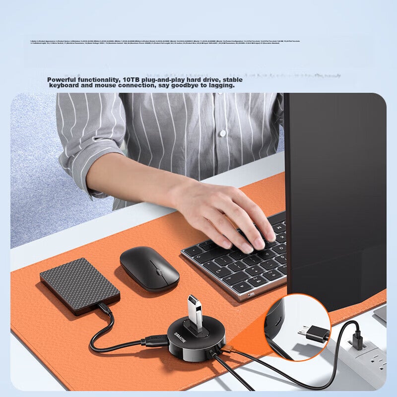 SAMZHE USB2.0 Hub with 4 Ports, Expansion Dock, Laptop And Desktop Computer Multi-Port Adapter, Power Supply Port, 1 Meter Black Cable HB20-2 - Image 5