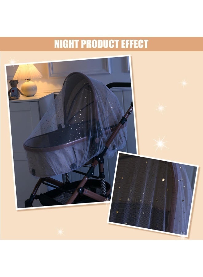 Walpck Mosquito Net for Stroller,Baby Pram Net Portable Star Print Stroller Netting Cover Perfect Bug Net for Strollers,Bassinets,Mini Crib,Cradles and Playards (White Star) - Image 3