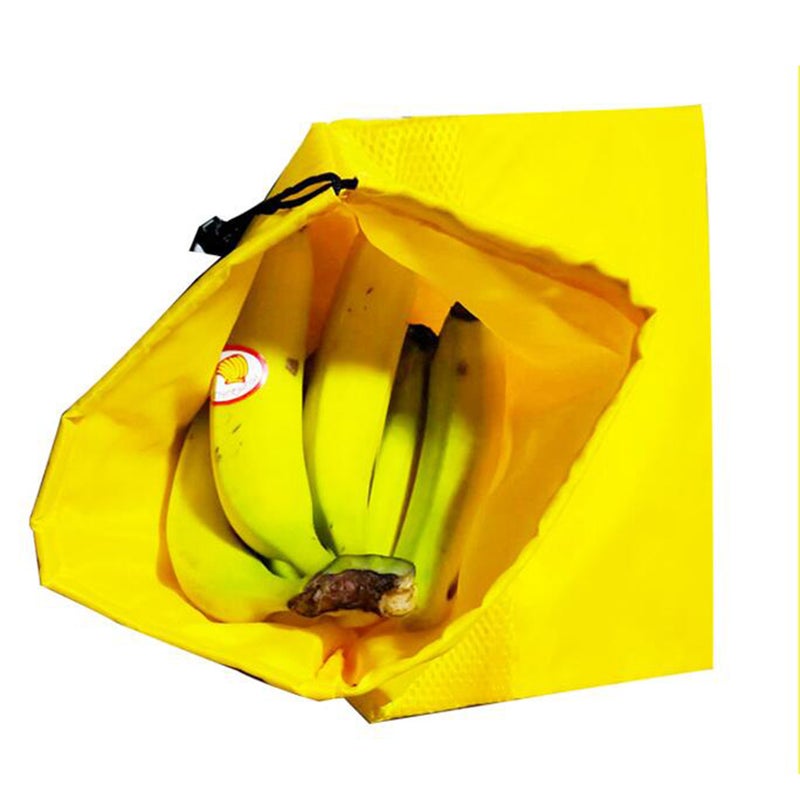 2PCS Grocery -care Storage Bag Drawstring Handbag Reusable Foldable Shopping Bags (Yellow) - Image 1