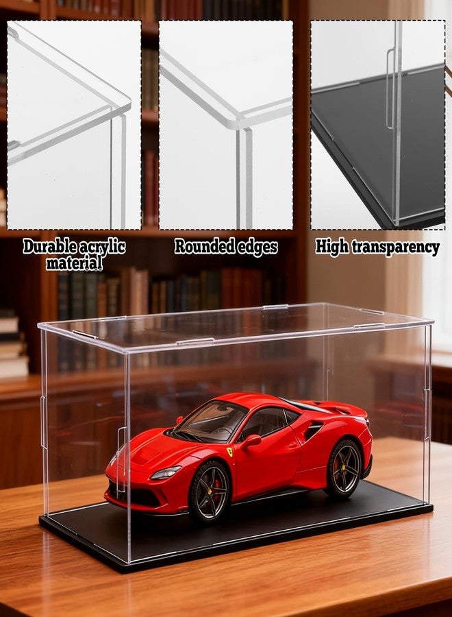 Hlimior 2 PCS Acrylic Model Car Display Case 1: 18 Scale Clear Display Boxes with Plastic Base Diecast Model Car Showcase & Storage Organizer for Vehicle Collectibles Memorabilia - Image 4