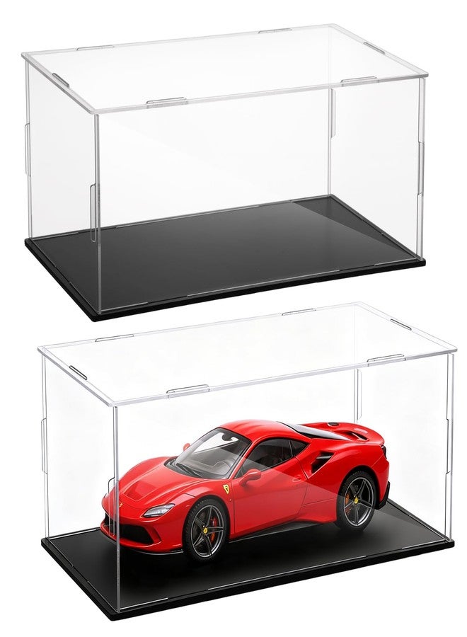 Hlimior 2 PCS Acrylic Model Car Display Case 1: 18 Scale Clear Display Boxes with Plastic Base Diecast Model Car Showcase & Storage Organizer for Vehicle Collectibles Memorabilia - Image 1